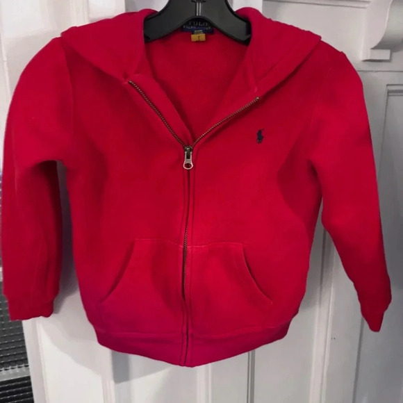 Polo Ralph Lauren Kids Red Cotton-Blend- Zip Up Hoodie Sweatshirt Unisex Size 7 - Picture 8 of 9